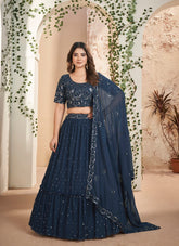 Partywear Blue Colour Lehenga Choli Looking Dapper